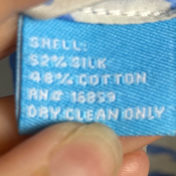 J. McLaughlin top blouse size 4 pullover blue white collar tapestry coastal - Picture 8 of 8